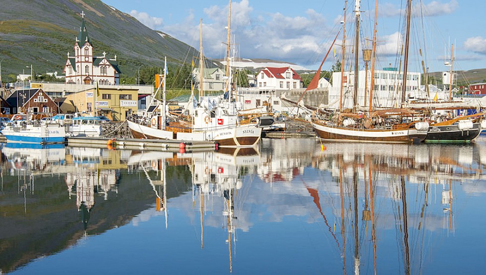 A fishing boat anchored in Husavik harbour. Photo: Albertoloyo | Dreamstime