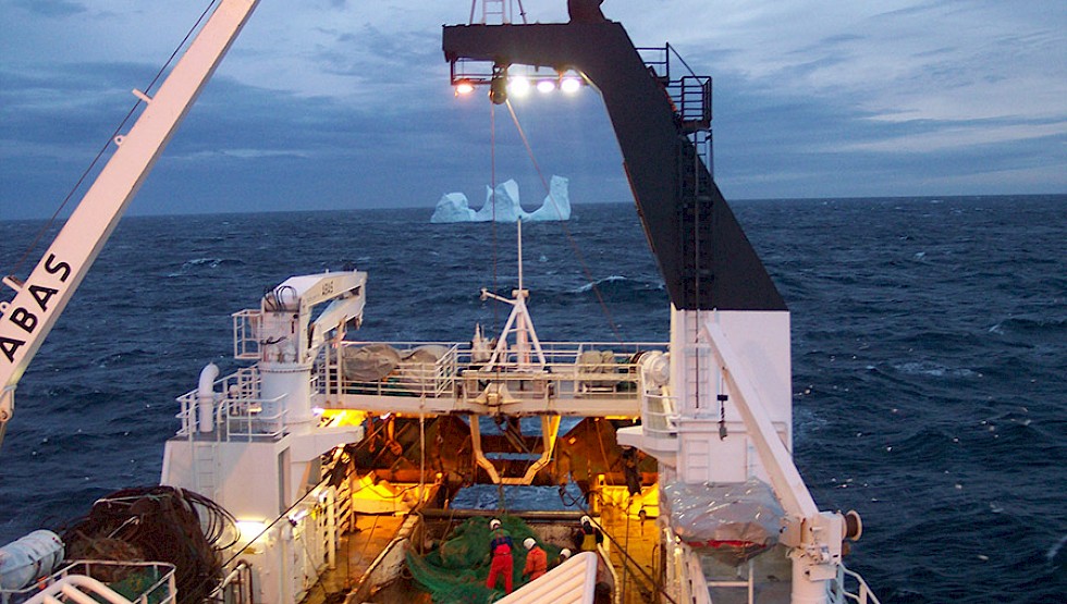 Preparing the nets in the Arctic Ocean on Gudmundur í Nesi, one of Brim Seafood’s vessels. Photo: Brim Seafood