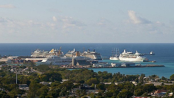 All cruise vessels and 90 percent of the goods coming into Barbados do so through the seaport. Photo: Barbados Port Inc