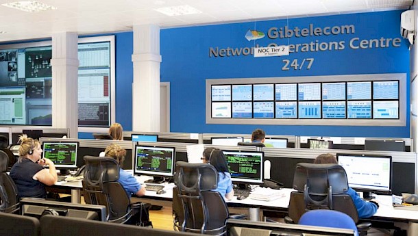 Workers at Gibtelecom Network Operations Centre