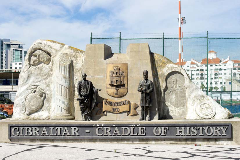 Cradle of history: this monument mirroring the outline of the Rock welcomes visitors to a destination which has a central place in human history. It includes references to the Neanderthals who inhabited the Rock long before modern man and Gibraltar’s mythological role as one of the pillars of Hercules. Photo: InfoGibraltar.