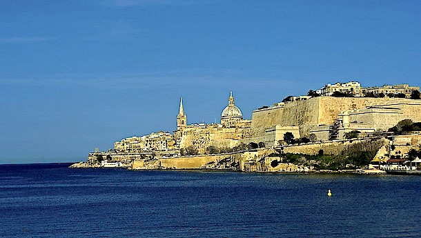 The Maltese capital Valletta viewed by boat