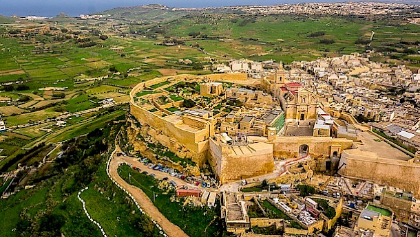 The small fortified city of Cittadella overlooks Rabat in Gozo
